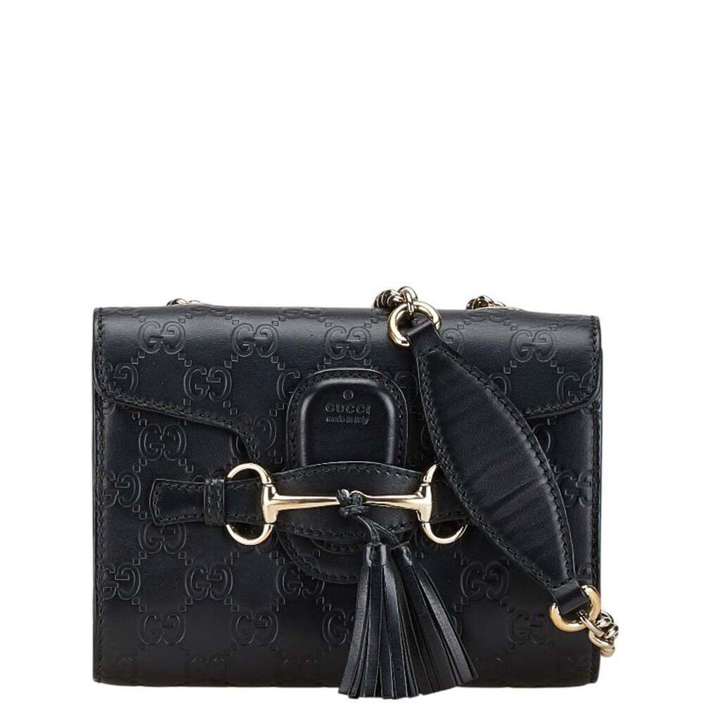 GUCCI Black Leather Horsebit Shoulder Bag - Picture 1 of 15
